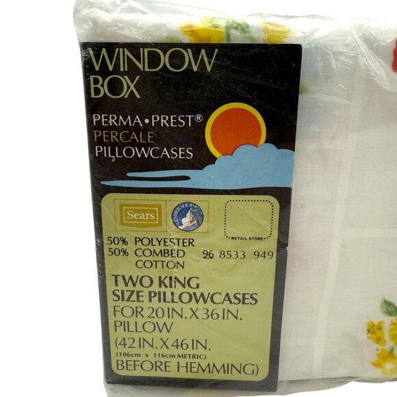 Sears Window Box King Pillowcases New Vintage Floral Percale Perma-Prest 2pk - Picture 2 of 7